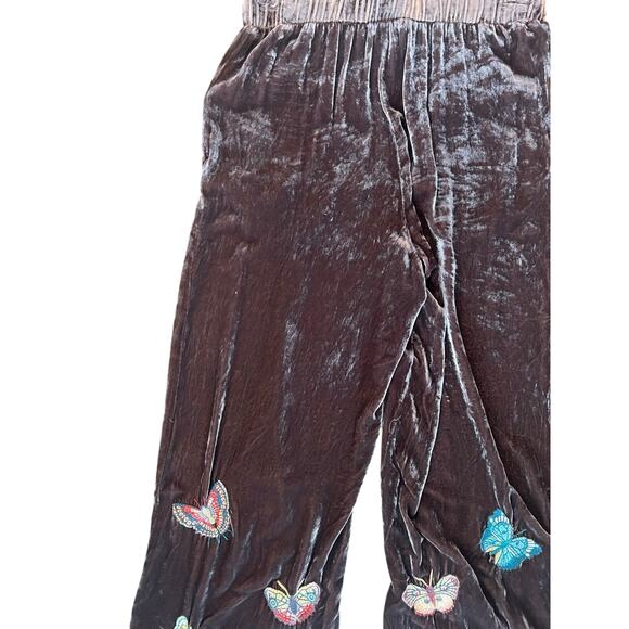 Johnny Was Luciana Seamed Wide Leg Pants Velour Brown Butterfly Boho Size XS - Picture 4 of 8